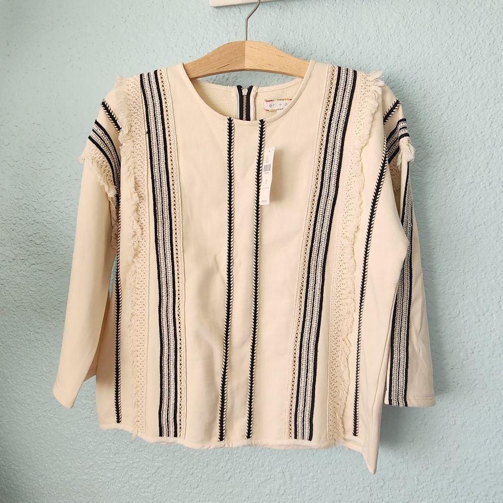 Anthropologie Cream and Black Striped Blouse
